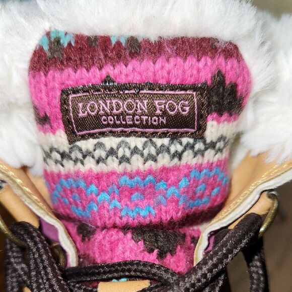 London Fog Pink Tan Black Snow Boots Child Waterproof Winter Boot Girls 6 - Picture 7 of 8